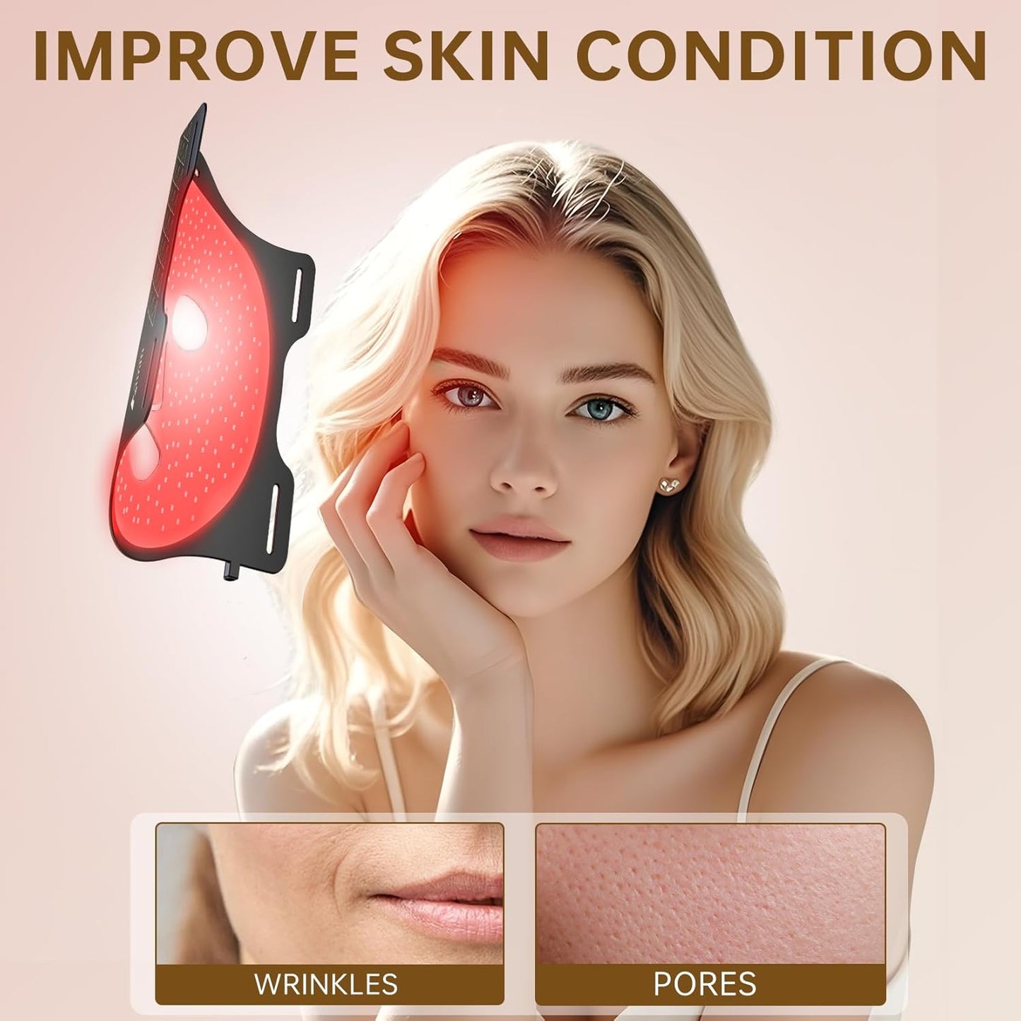VYM Red Light Therapy Face Mask – 292 LED Cordless Infrared Light Therapy Mask for Face & Neck, Ultra-Lightweight Professional Skincare Device for Home & Travel, 2mm Thin Design – Black