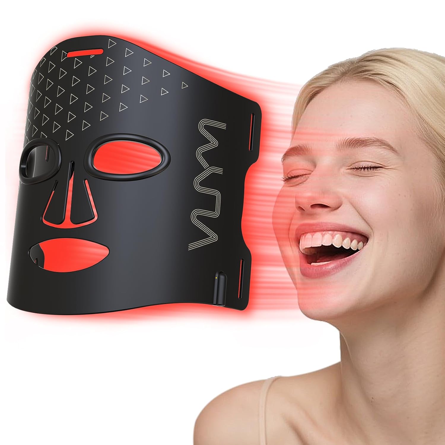 VYM Red Light Therapy Face Mask – 292 LED Cordless Infrared Light Therapy Mask for Face & Neck, Ultra-Lightweight Professional Skincare Device for Home & Travel, 2mm Thin Design – Black